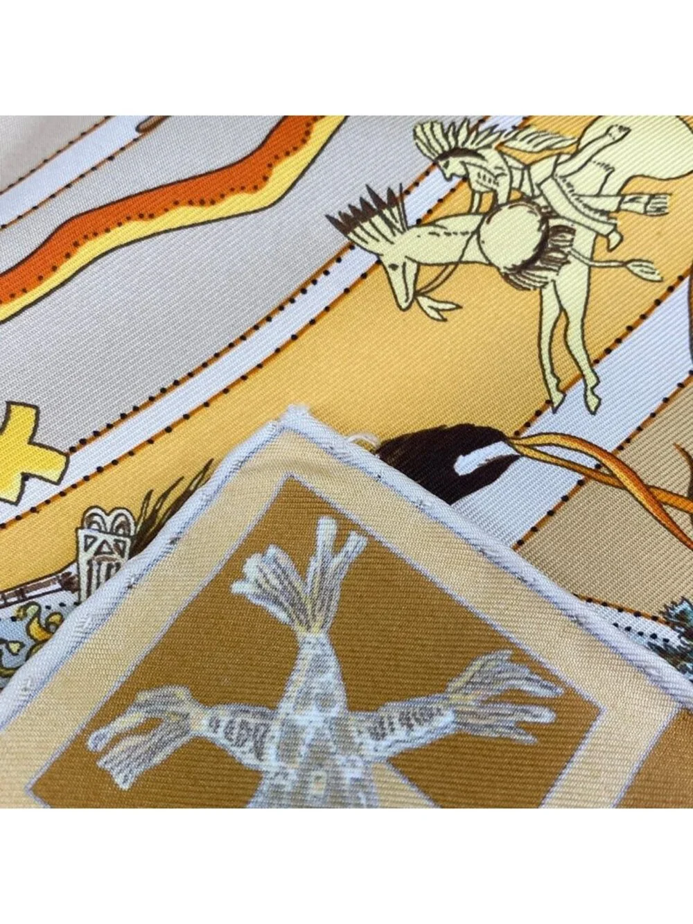 Hermes Scarf Carre 90 Yellow Mythologies Des Hommes